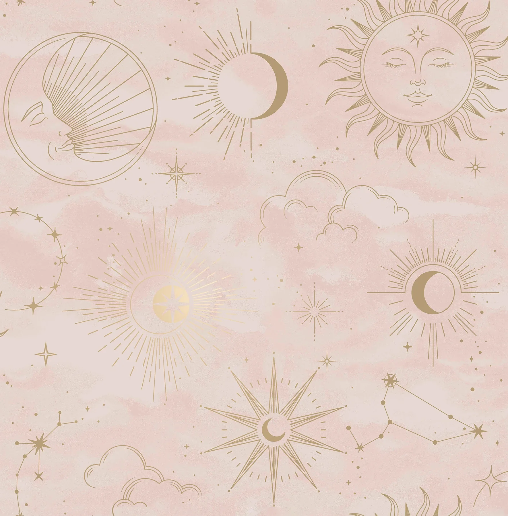 Brewster Home Fashions Mystic Pink Celestial Wallpaper - SKU 4203-27588