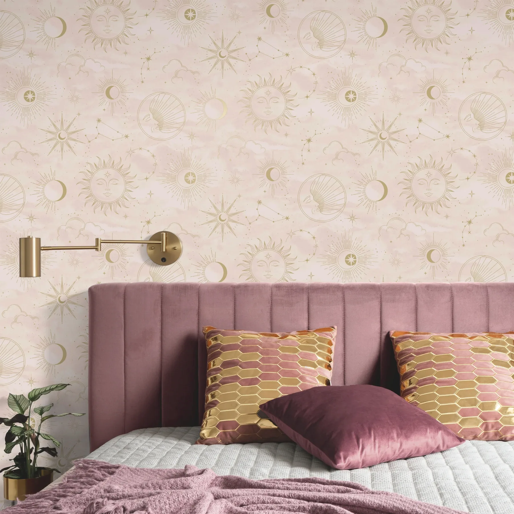 Brewster Home Fashions Mystic Pink Celestial Wallpaper - SKU 4203-27588