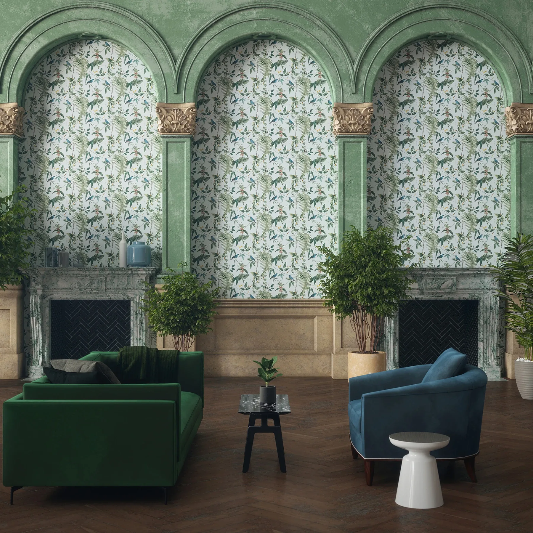 Brewster Home Fashions Nanette Light Blue Tropical Garden Wallpaper - SKU AH921609