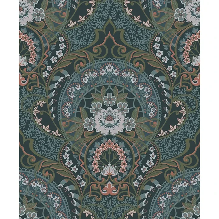 316015 | Nasrin Blueberry Damask Wallpaper
