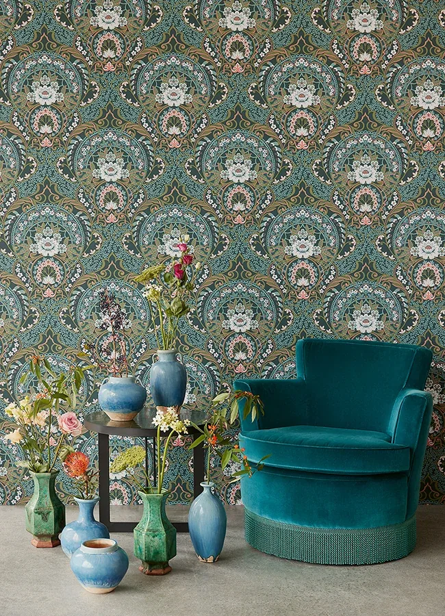 Brewster Home Fashions Nasrin Blueberry Damask Wallpaper - SKU 316015