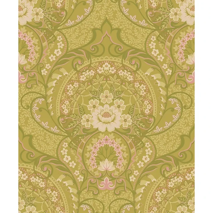 316012 | Nasrin Chartreuse Damask Wallpaper