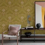 Brewster Home Fashions Nasrin Chartreuse Damask Wallpaper - SKU 316012