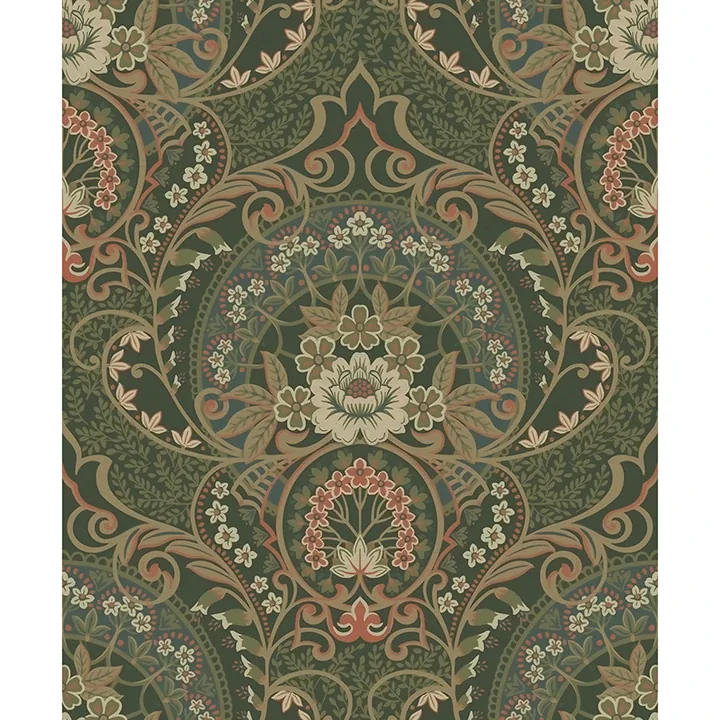 316014 | Nasrin Dark Green Damask Wallpaper