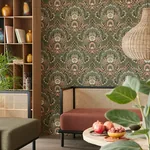 Brewster Home Fashions Nasrin Dark Green Damask Wallpaper - SKU 316014