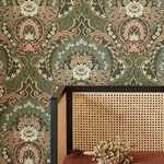 Brewster Home Fashions Nasrin Dark Green Damask Wallpaper - SKU 316014
