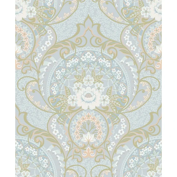 316011 | Nasrin Light Blue Damask Wallpaper