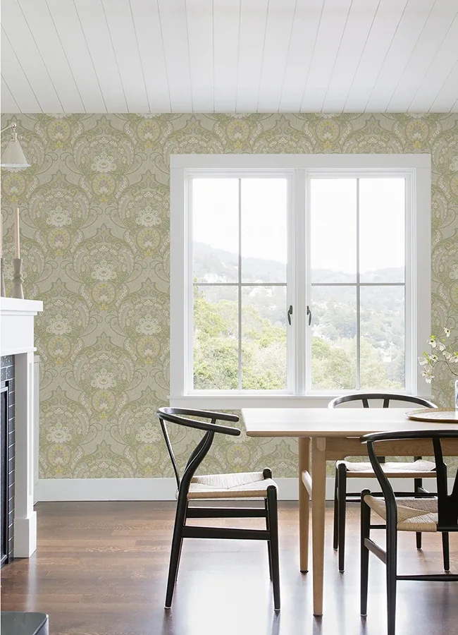 Brewster Home Fashions Nasrin Light Grey Damask Wallpaper - SKU 316010