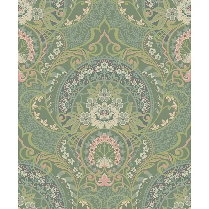 Brewster Home Fashions Nasrin Sea Green Damask Wallpaper - SKU 316013