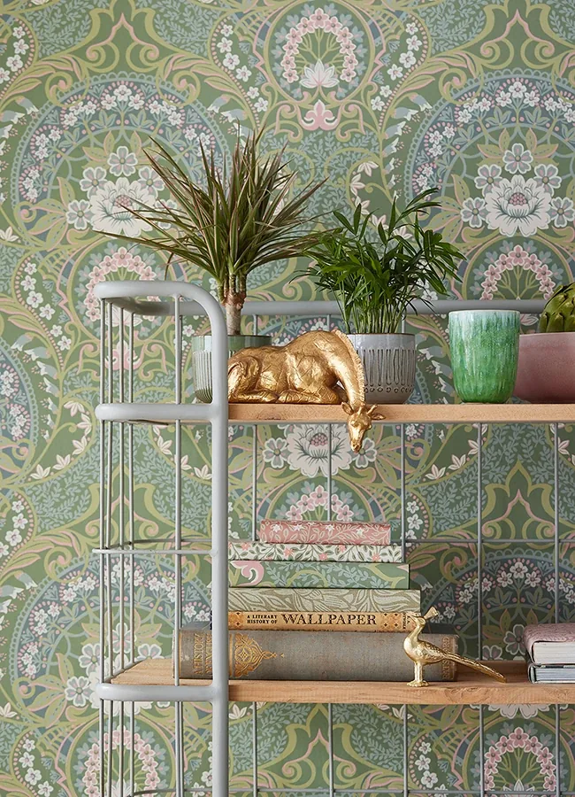 Brewster Home Fashions Nasrin Sea Green Damask Wallpaper - SKU 316013