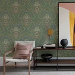 Brewster Home Fashions Nasrin Sea Green Damask Wallpaper - SKU 316013