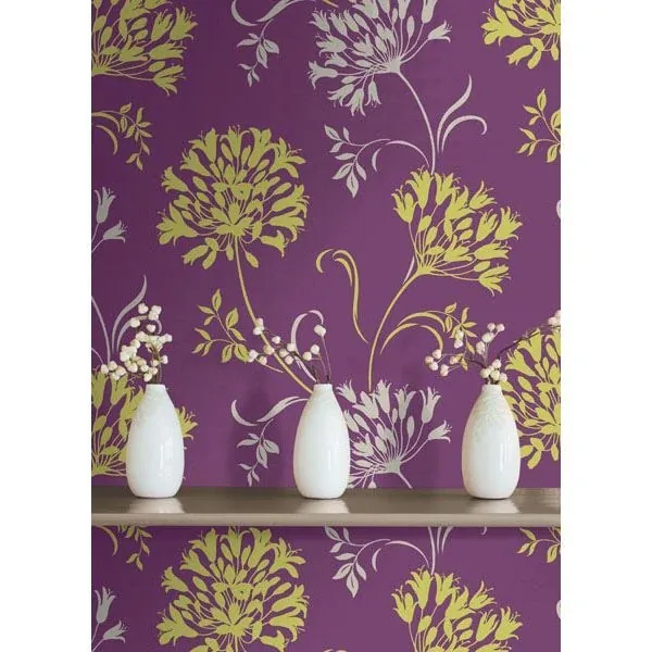 Brewster Home Fashions Nerida Purple Floral Silhouette Wallpaper - SKU DL30456