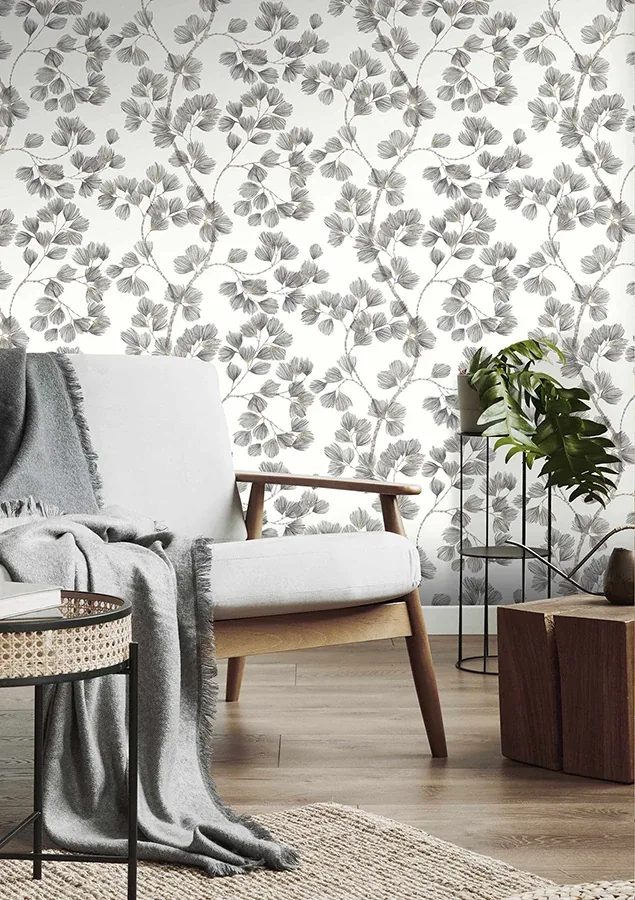 Brewster Home Fashions Newcomb Grey Trailing Branches Wallpaper - SKU RH866933