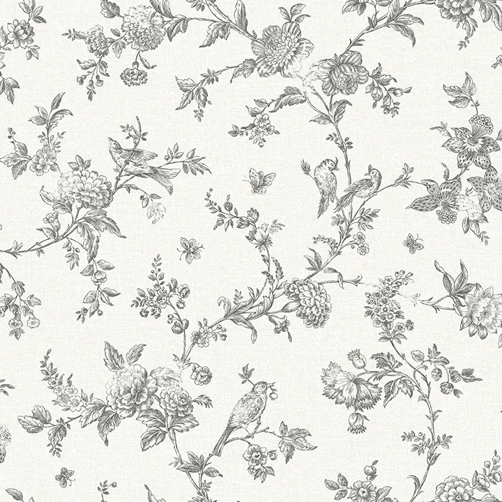 Brewster Home Fashions Nightingale Charcoal Floral Trail Wallpaper - SKU 4072-70065
