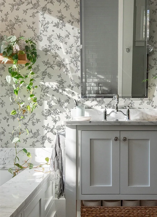 Brewster Home Fashions Nightingale Charcoal Floral Trail Wallpaper - SKU 4072-70065