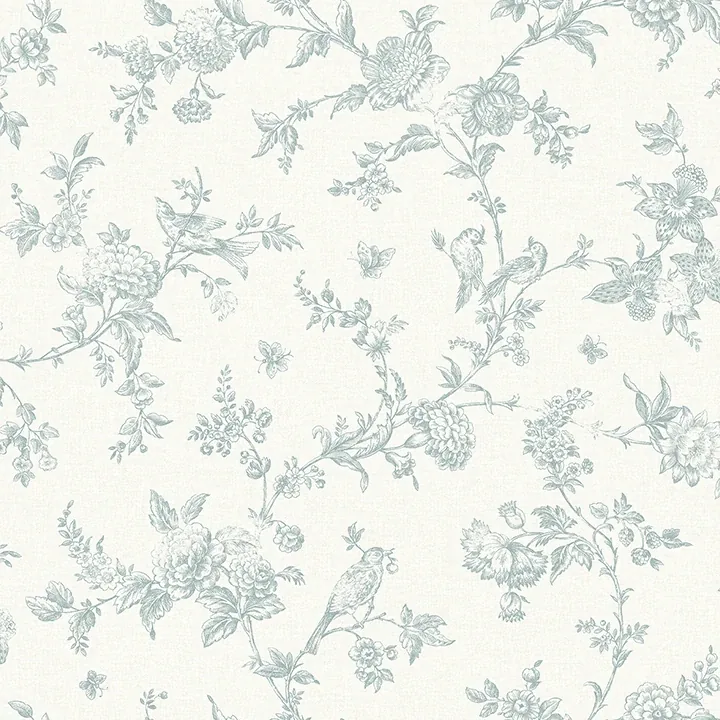 4072-70062 | Nightingale Seafoam Floral Trail Wallpaper