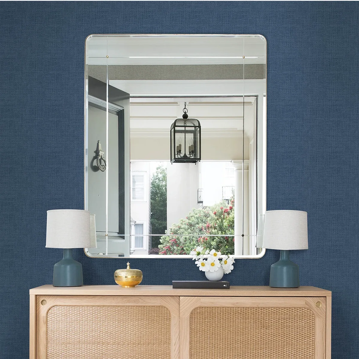 Brewster Home Fashions Nimmie Navy Woven Grasscloth Wallpaper - SKU 3122-10002