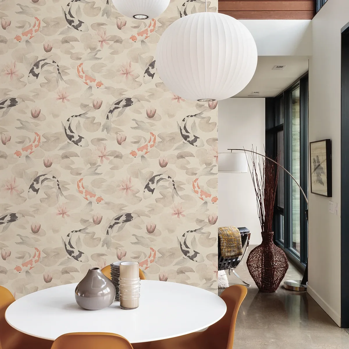 Brewster Home Fashions Nobu Beige Koi Fish Wallpaper - SKU 4035-409420
