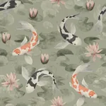 Brewster Home Fashions Nobu Green Koi Fish Wallpaper - SKU 4035-409437