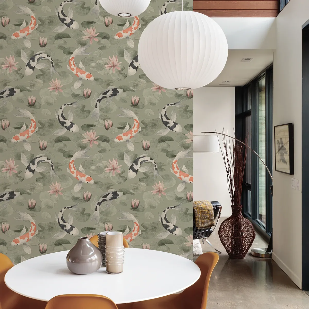 Brewster Home Fashions Nobu Green Koi Fish Wallpaper - SKU 4035-409437