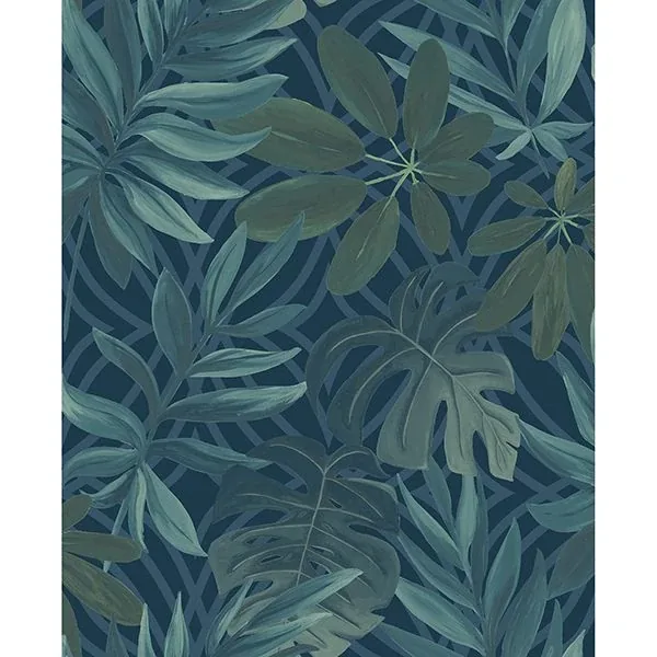2904-24201 | Nocturnum Dark Blue Leaves Wallpaper