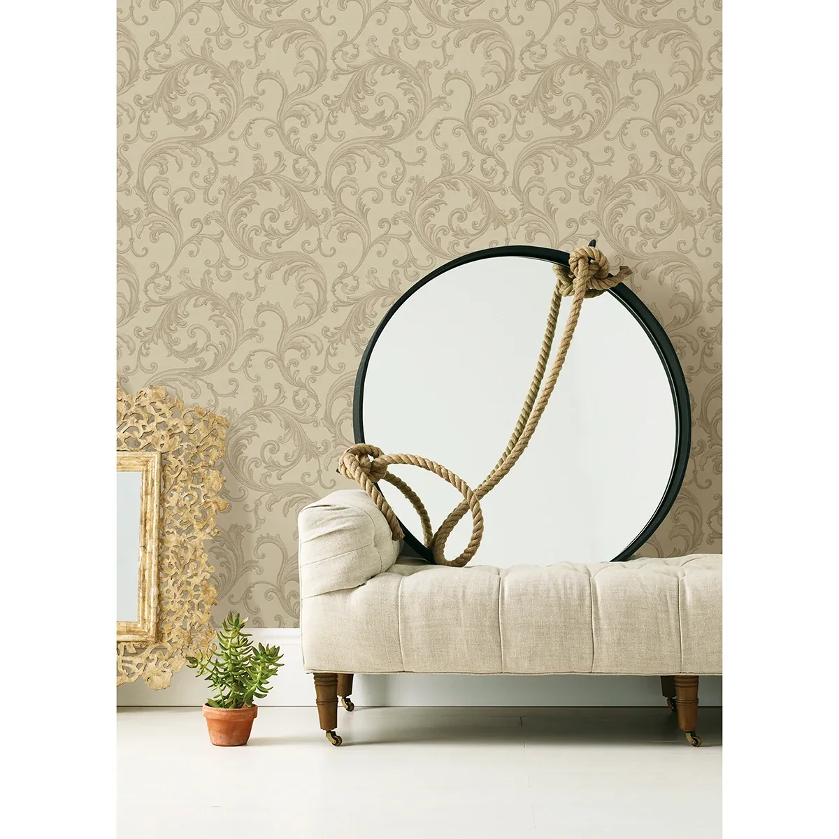 Brewster Home Fashions Noemi Taupe Acanthus Wallpaper - SKU 4058-24831