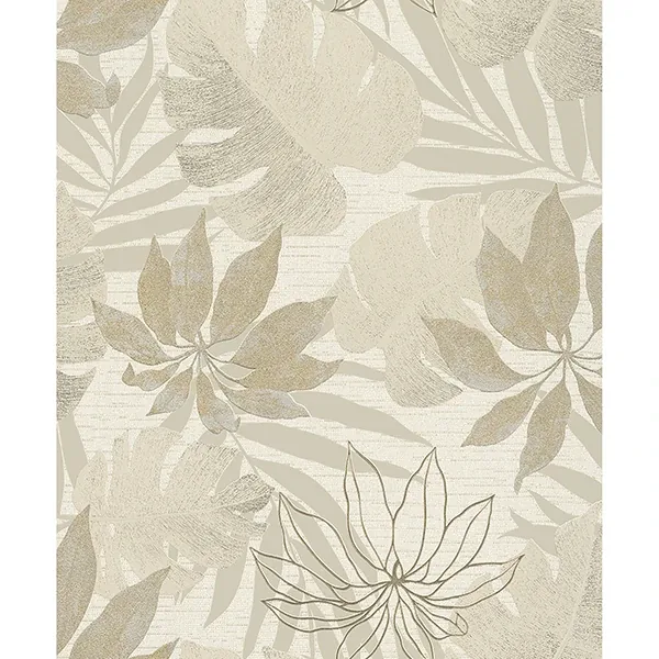 Brewster Home Fashions Nona Beige Tropical Leaves Wallpaper - SKU MG31602