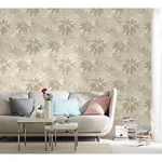Brewster Home Fashions Nona Beige Tropical Leaves Wallpaper - SKU MG31602
