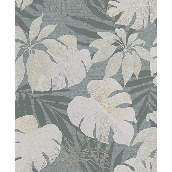 MG31601 | Nona Grey Tropical Leaves Wallpaper