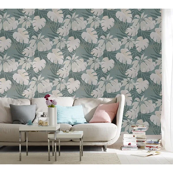 Brewster Home Fashions Nona Grey Tropical Leaves Wallpaper | Wallpaper Twins Brewster Home Fashions Nona Grey Tropical Leaves Wallpaper - SKU MG31601