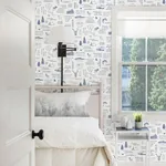 Brewster Home Fashions North Navy Camping Quotes Wallpaper - SKU 3118-01474
