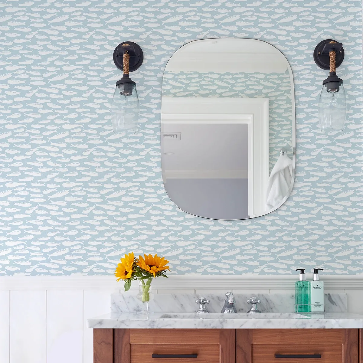 Brewster Home Fashions Nunkie Aqua Sardine Wallpaper - SKU 3122-10504