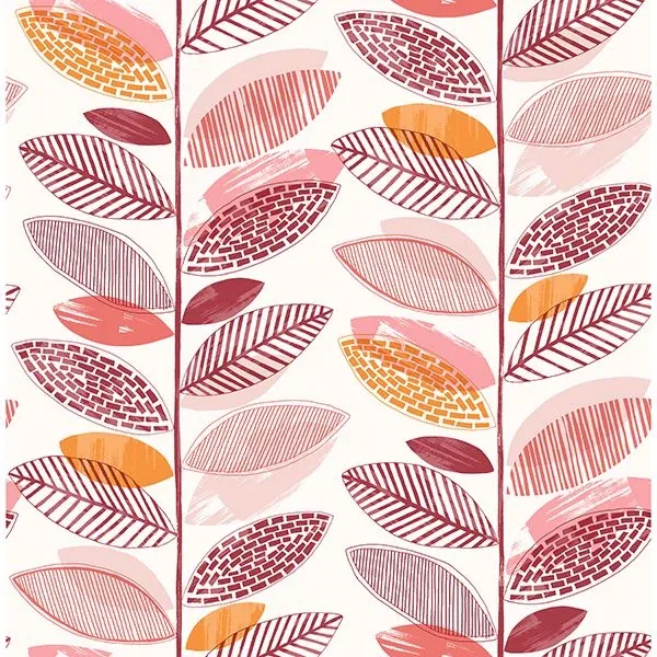 2904-25684 | Nyssa Coral Leaves Wallpaper