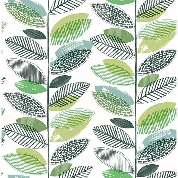 2904-25681 | Nyssa Green Leaves Wallpaper