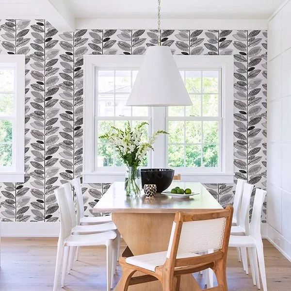 Brewster Home Fashions Nyssa Grey Leaves Wallpaper | Wallpaper Twins Brewster Home Fashions Nyssa Grey Leaves Wallpaper - SKU 2904-25683