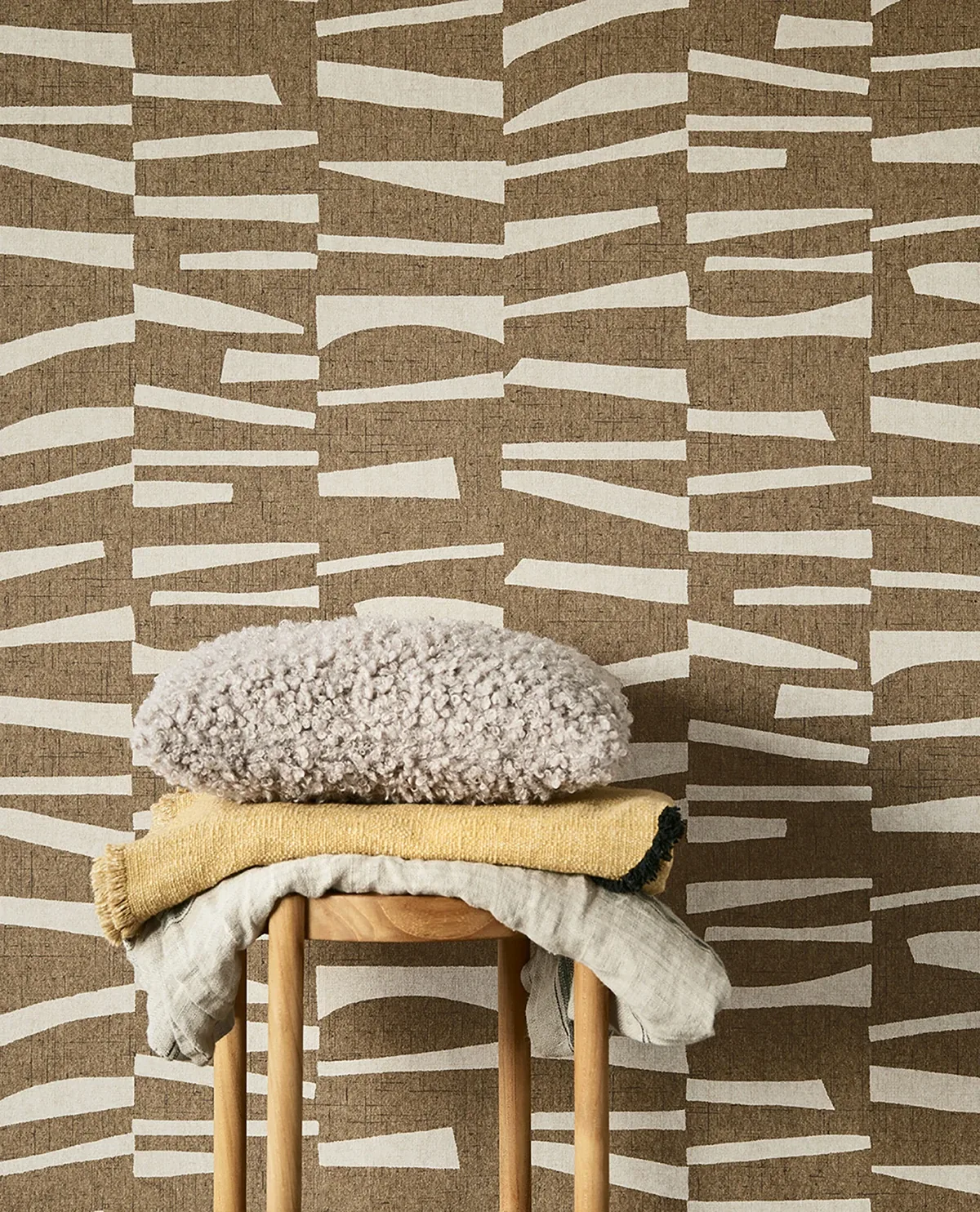 Brewster Home Fashions Ode Brown Staggered Stripes Wallpaper - SKU EJ318023