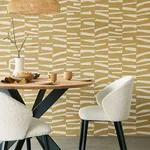 Brewster Home Fashions Ode Mustard Staggered Stripes Wallpaper - SKU EJ318024