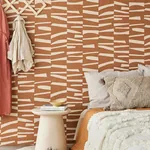 Brewster Home Fashions Ode Rust Staggered Stripes Wallpaper - SKU EJ318026