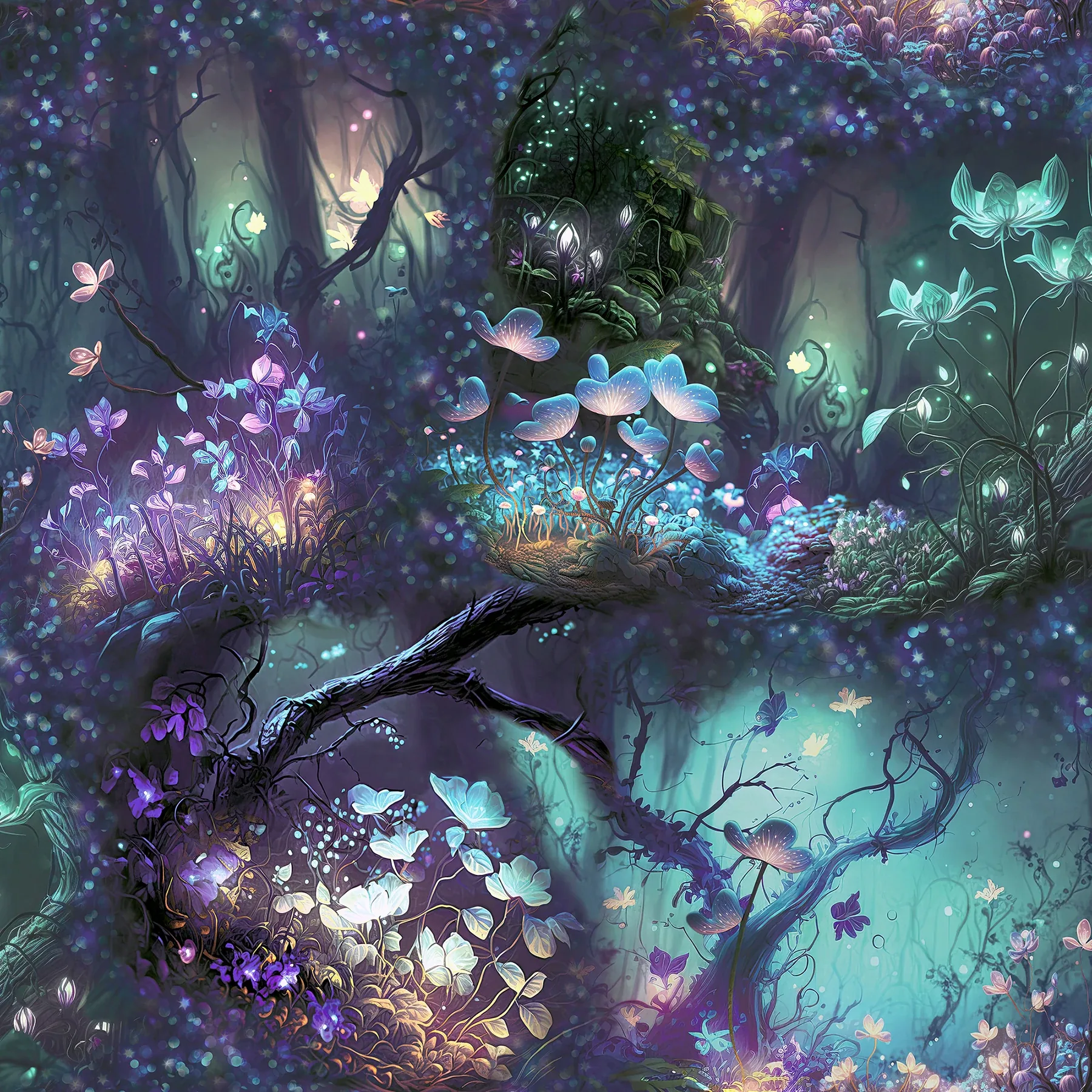 Brewster Home Fashions Oleda Dark Blue Magical Garden Wallpaper - SKU AH923804