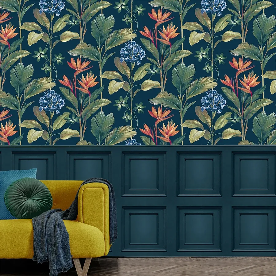 Brewster Home Fashions Oliana Navy Floral Wallpaper - SKU BG8487