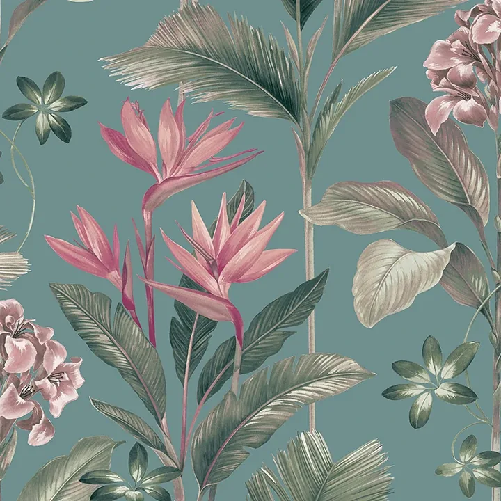 BG8486 | Oliana Teal Floral Wallpaper