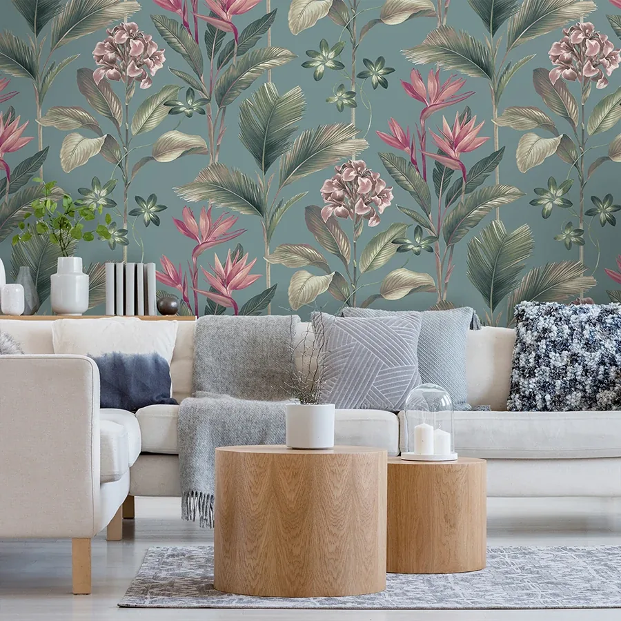 Brewster Home Fashions Oliana Teal Floral Wallpaper | Wallpaper Twins Brewster Home Fashions Oliana Teal Floral Wallpaper - SKU BG8486