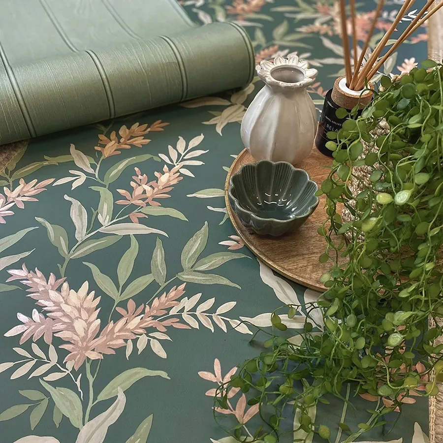 Brewster Home Fashions Olivia Dark Green Floral Wallpaper - SKU BG5906
