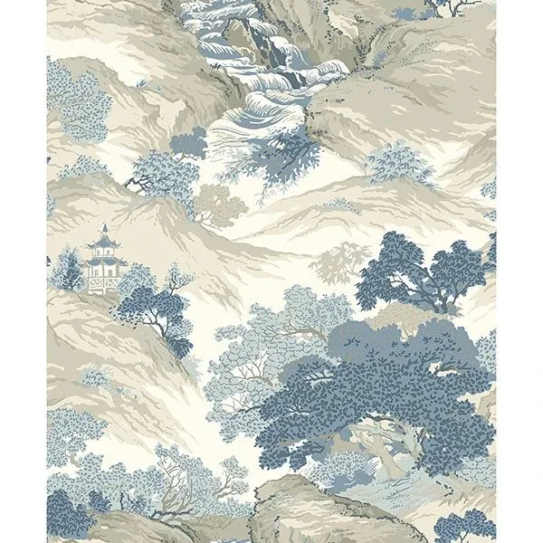 M1190 | Ordos Blue Eastern Toile Wallpaper