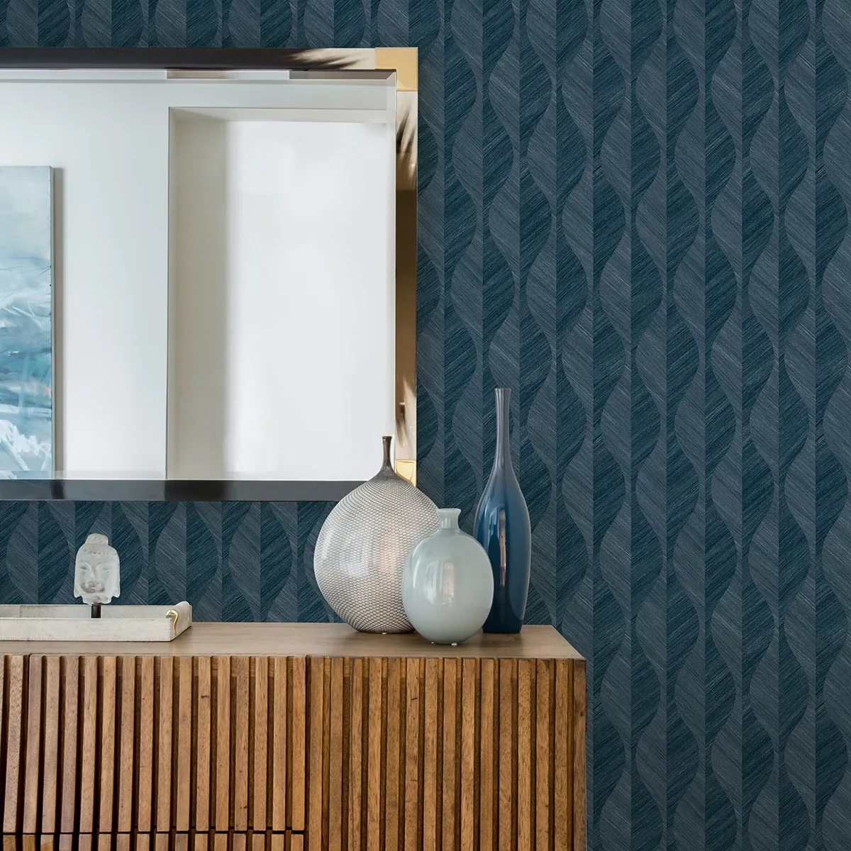 Brewster Home Fashions Oresome Indigo Ogee Wallpaper - SKU 4025-82501