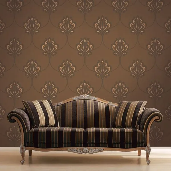 Brewster Home Fashions Orfeo Brown Nouveau Damask Wallpaper - SKU DL30643