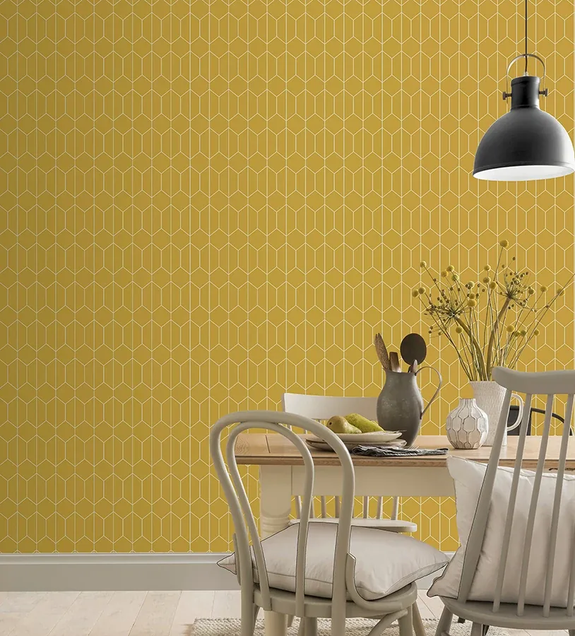 Brewster Home Fashions Orson Yellow Trellis Wallpaper - SKU AH909701