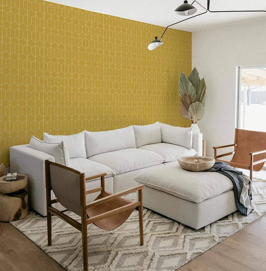 Brewster Home Fashions Orson Yellow Trellis Wallpaper - SKU AH909701