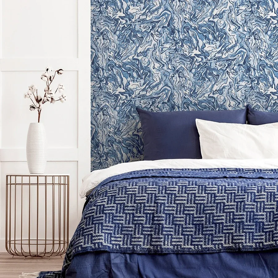 Brewster Home Fashions Osgood Navy Marbled Wallpaper - SKU AH693902