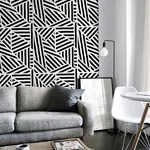 Brewster Home Fashions Oswald Black Striped Geometric Wallpaper - SKU AH910004